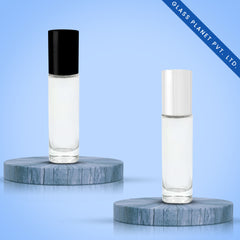 10ML Clear Roll On Glass Bottle with Black and White Cap