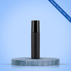 10ML Black Matt Roll On Glass Bottle with Black Cap