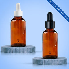 30ML Amber Glass Bottle with Black and White Dropper 18mm