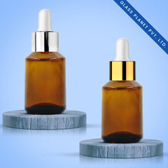 30ML Amber Slant Glass Bottle with Golden and Silver Dropper 20mm