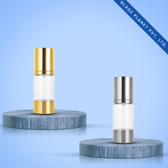 15ml Golden & Silver Glossy Airless Bottle with Lotion Cream Pump