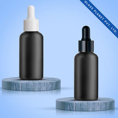 30ML Black Matt Glass Bottle with Black and White Dropper 18mm