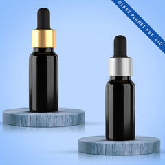 30ML Black Glossy Glass Bottle with Golden and Silver Dropper 18mm