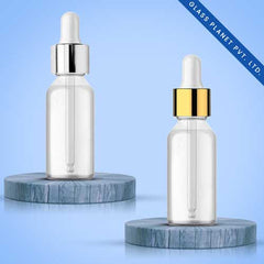 30ML Clear Glass Bottle with Golden and Silver Dropper 18mm
