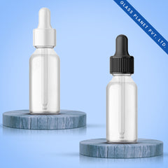 30ML Clear Glass Bottle with Black and White Dropper 18mm