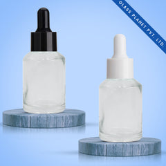 30ML Clear Slant Glass Bottle with Black and White Dropper 20mm