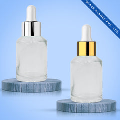 30ML Clear Slant Glass Bottle with Golden and Silver Dropper 20mm
