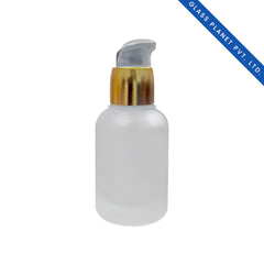 30ml Clear Frosted Glass Bottle with Golden Serum Pump 20mm