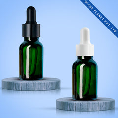 30ML Green Glass Bottle with Black and White Dropper 18mm