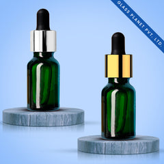 30ML Green Glass Bottle with Golden and Silver Dropper 18mm