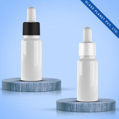 30ML White Glossy Glass Bottle with Black and White Dropper 18mm