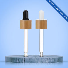 18mm Wooden Glass Dropper with White or Black Rubber Teat