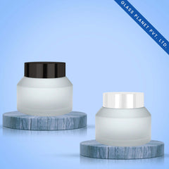 50g Slant Clear Frosted Jar with Black or White Cap