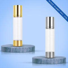 50ml Golden & Silver Glossy Airless Bottle with Lotion Cream Pump