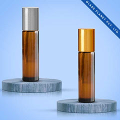 10ML Amber Roll On Glass Bottle with Golden and Silver Cap