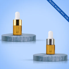 5ML Amber Borosilicate glass Bottle with Golden or Silver Glossy Dropper