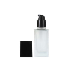 30ml Clear Frosted Glass Square Foundation Bottle with Black Press Pump