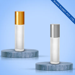10ML Clear Frosted Roll On Glass Bottle with Goden or Silver Glossy Cap