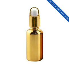 30 ml Golden Metalised Glass Dropper Bottle With Basket Dropper 18mm Neck