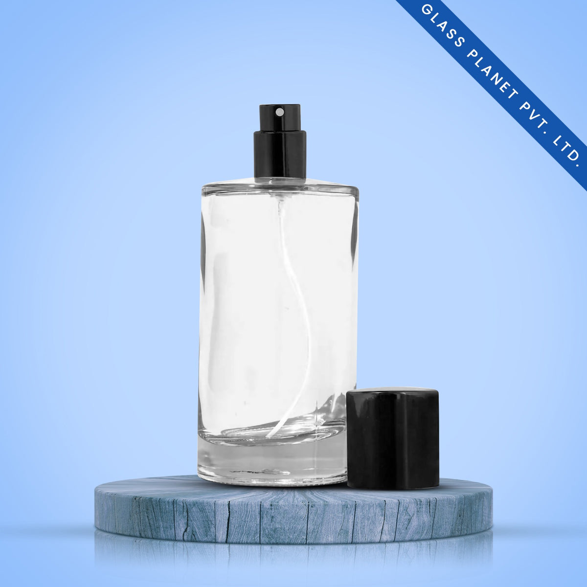 50 ml Liril Perfume Glass Bottle + Black Pump + Black Cap + Crimping Tool