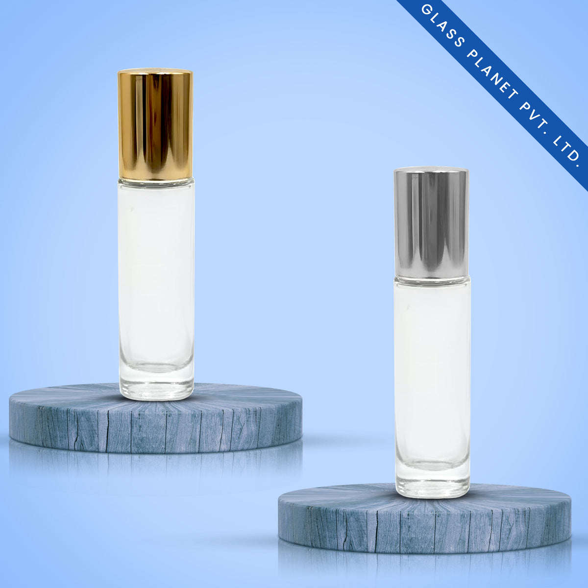 10ML Clear Roll On Glass Bottle with Golden and Silver Cap