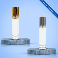 10ML Clear Roll On Glass Bottle with Golden and Silver Cap