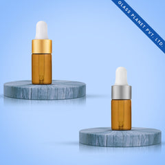 10ML Amber Borosilicate glass Bottle Golden Matt or Silver Matt Dropper