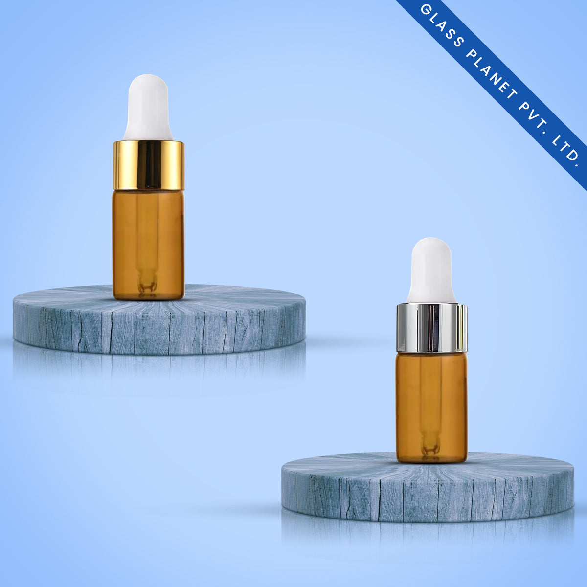 10ML Amber Borosilicate Glass Bottle with Golden and Silver Glossy Dropper