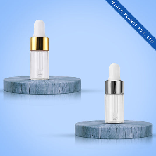 10ML Clear Borosilicate Glass Bottle with Golden and Silver Glossy Dropper