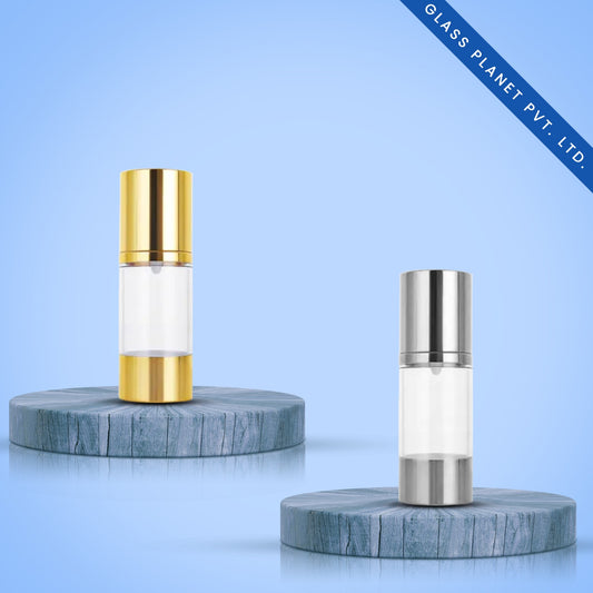 15ml Golden & Silver Glossy Airless Bottle with Lotion Cream Pump