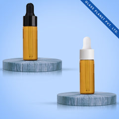 15ML Amber Borosilicate Glass Bottle with Black and White Glossy Dropper