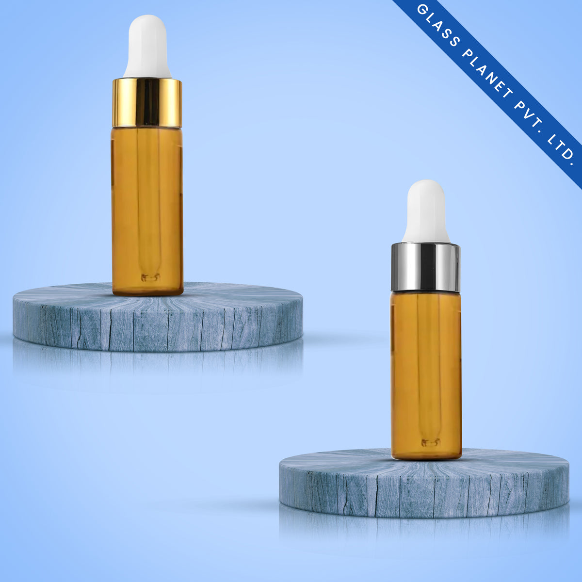 15ML Amber Borosilicate Glass Bottle with Golden and Silver Glossy Dropper