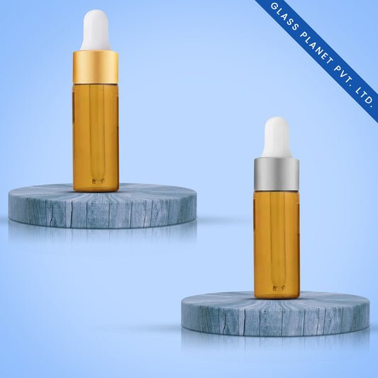 15ML Amber Borosilicate glass Bottle Golden Matt or Silver Matt Dropper