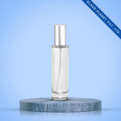 30 Ml Tall Perfume Glass Bottle + Silver Pump + Silver Cap + Crimping Tool