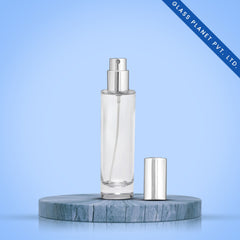 30 Ml Tall Perfume Glass Bottle + Silver Pump + Silver Cap + Crimping Tool