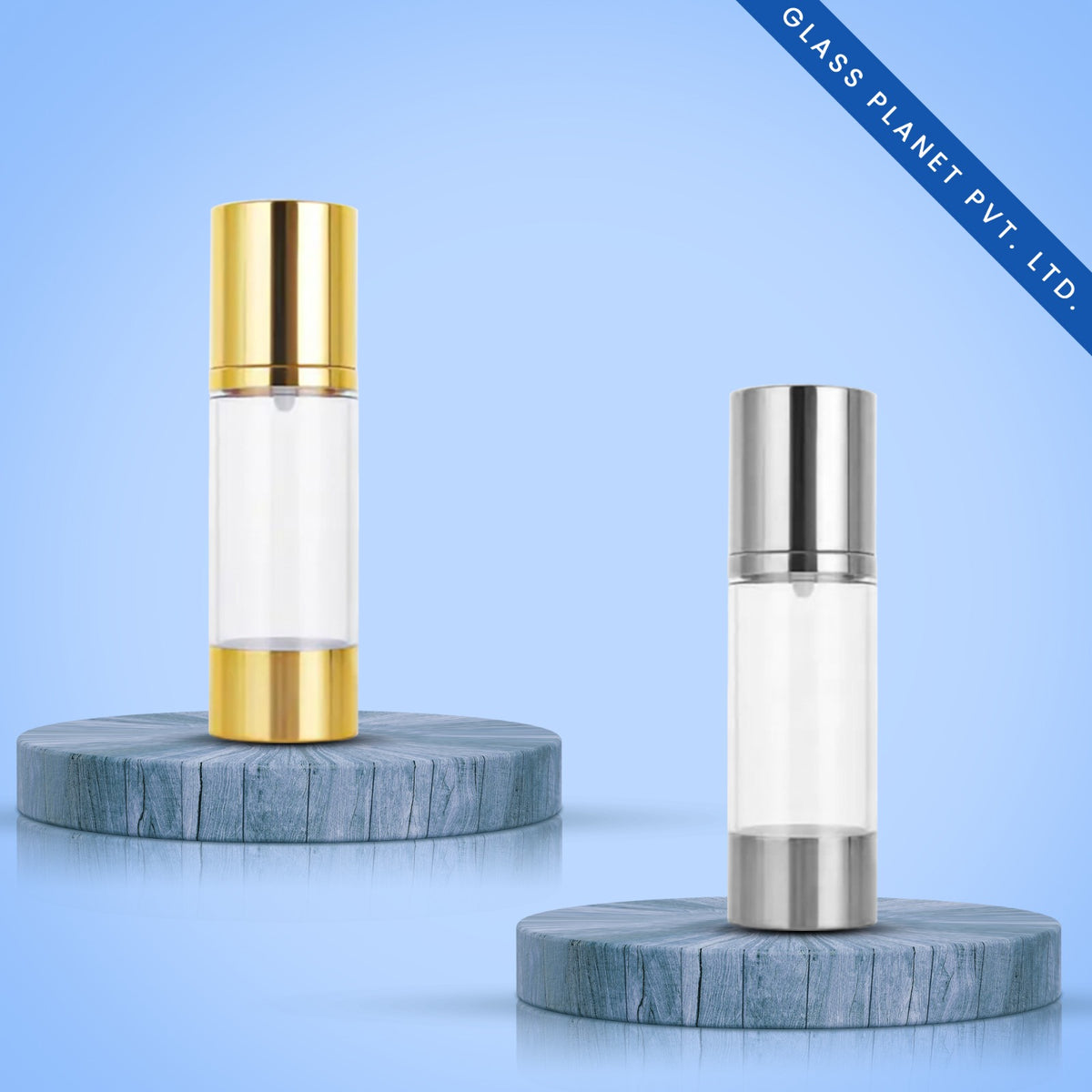 30ml Golden & Silver Glossy Airless Bottle with Lotion Cream Pump
