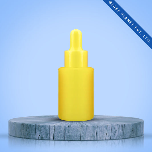 30 Ml Yellow Coated Flat Shoulder Glass Bottle with yellow Dropper 20mm
