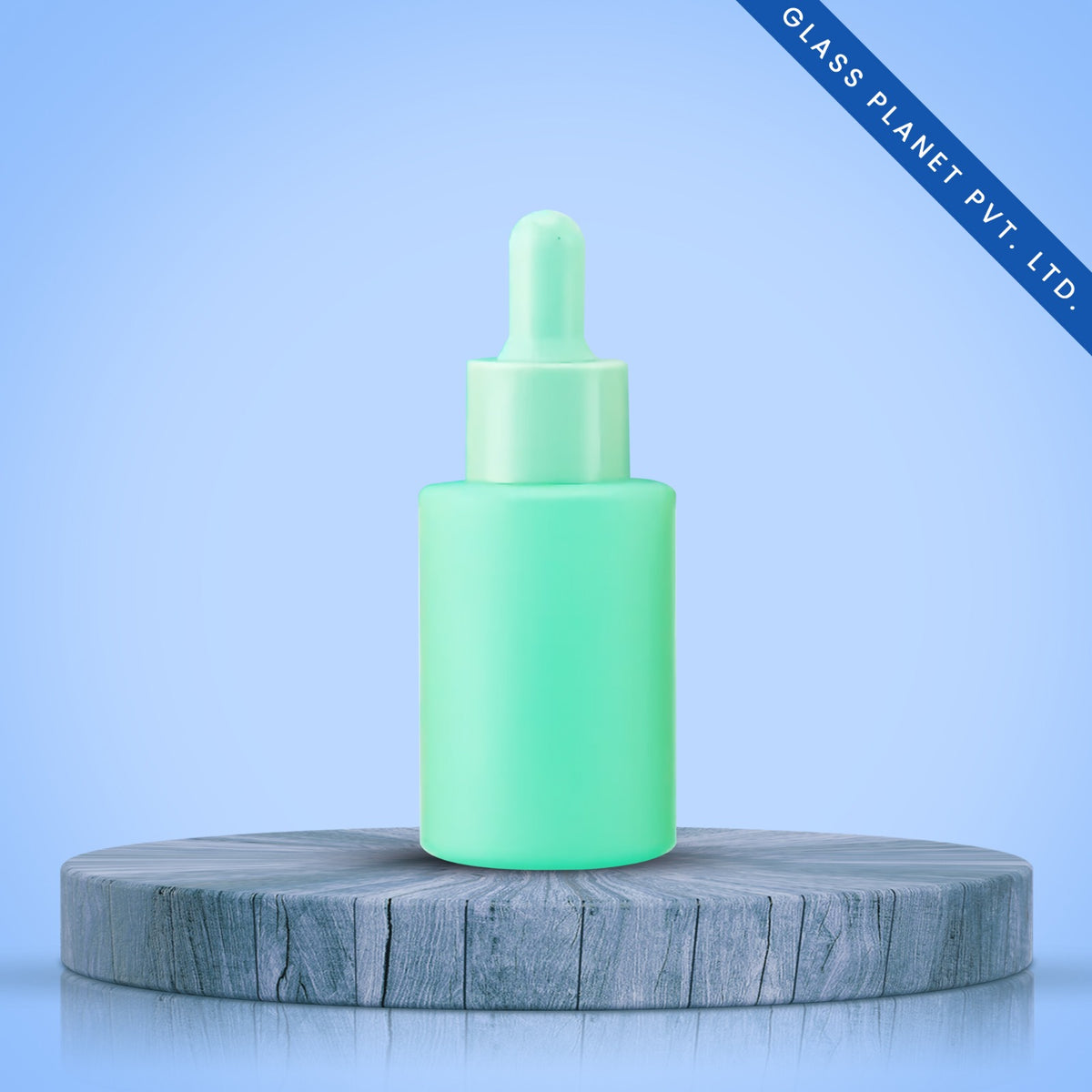 30 Ml Sky Blue Coated Flat Shoulder Glass Bottle with Sky Blue Dropper 20mm