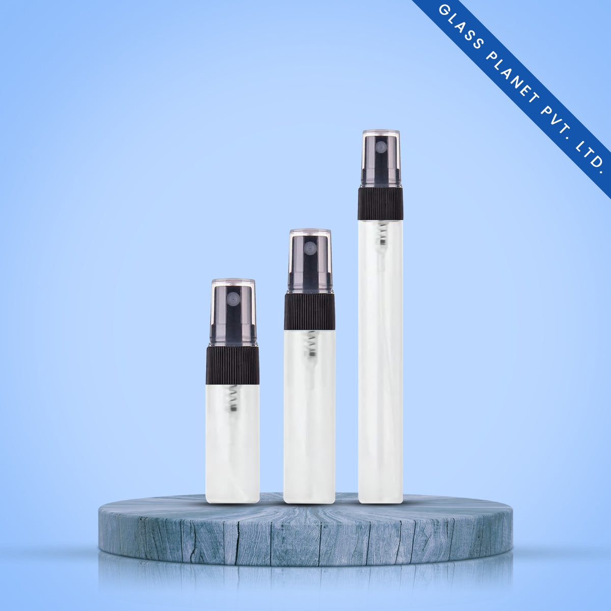 5ml, 10ml, 15ml Mini Perfume Glass Bottles with Plastic Black Mist Pump