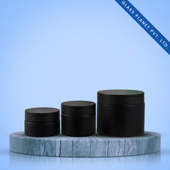 15g, 30g, 50gm Black Matt Coated Glass Jar Imported with Black Cap