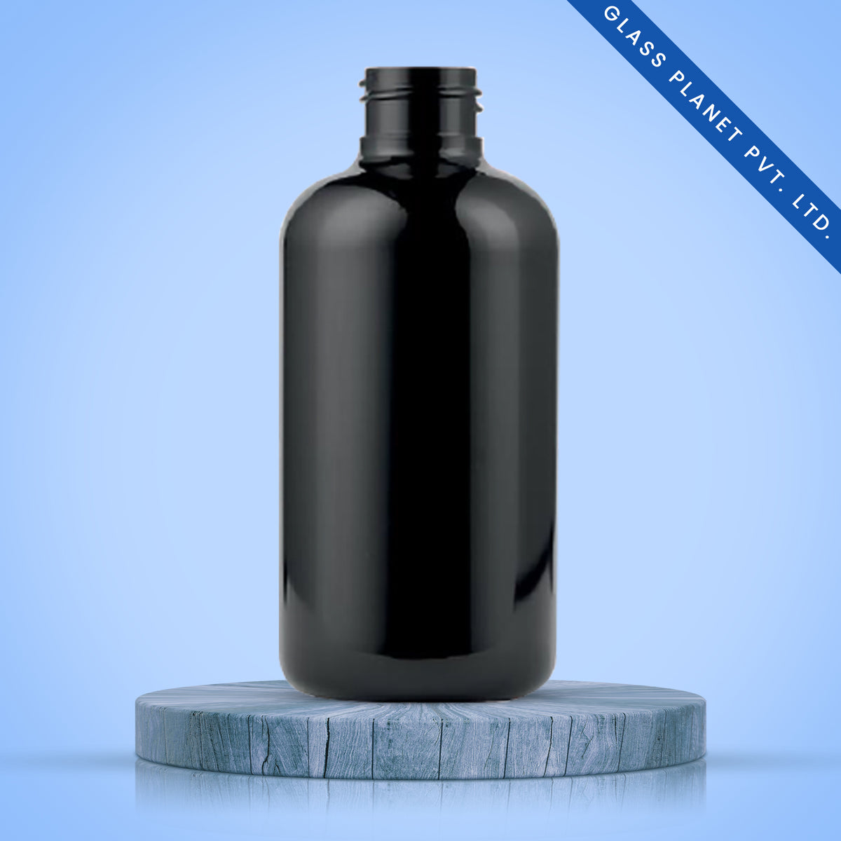 300ML Boston Black Plastic Bottle 24mm